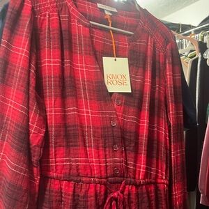 Knox rose red plaid dress NWT